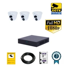 Kit de videovigilancia FULL HD 3 cámaras domo...