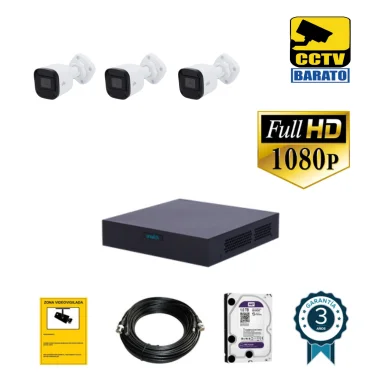 Kit de videovigilancia FULL HD 3 cámaras bullet...