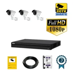 Kit de videovigilancia FULL HD 3 cámaras bullet varifocal...