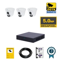 Kit de videovigilancia  3 cámaras domo 5Mpx exterior...
