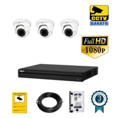 Kit de videovigilancia FULL HD 3 cámaras domo varifocal...