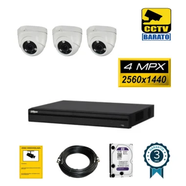 Kit de videovigilancia FULL HD 3 cámaras domo...