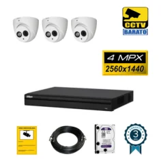 Kit de videovigilancia FULL HD 3 cámaras domo 4Mpx...