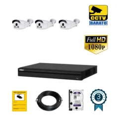 Kit de videovigilancia FULL HD 3 cámaras bullet varifocal...