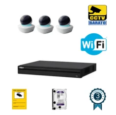 Kit de videovigilancia IP Wifi HD 3 cámaras domo...