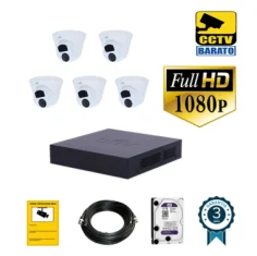 Kit de videovigilancia FULL HD 5 cámaras domo exterior...