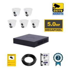 Kit de videovigilancia 5 cámaras domo 5Mpx...