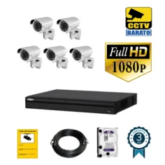 Kit de videovigilancia 1080P FULL HD 5 cámaras bullet...