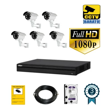 Kit de videovigilancia FULL HD 5 cámaras bullet...