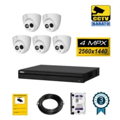 Kit de videovigilancia 5 cámaras domo 4Mpx...