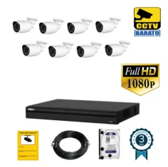 Kit de videovigilancia FULL HD 8 cámaras bullet exterior...