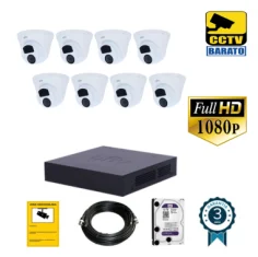 Kit de videovigilancia FULL HD 8 cámaras domo exterior...