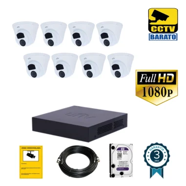 Kit de videovigilancia FULL HD 8 cámaras domo...