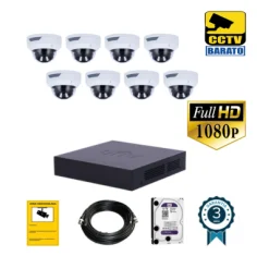 Kit de videovigilancia Full HD 8 cámaras domo cúpula...