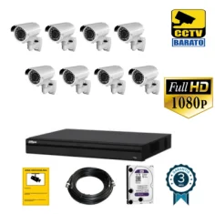 Kit de videovigilancia 1080P FULL HD 8 cámaras bullet...