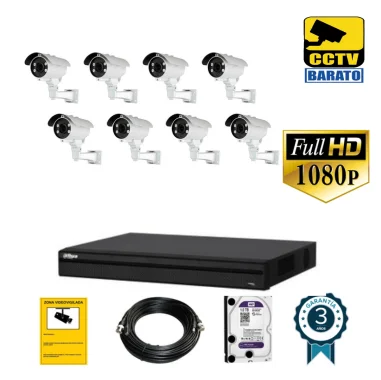 Kit de videovigilancia FULL HD 8 cámaras bullet...
