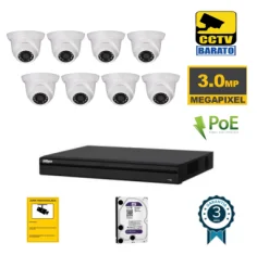 Kit de videovigilancia IP PoE 8 cámaras domo...