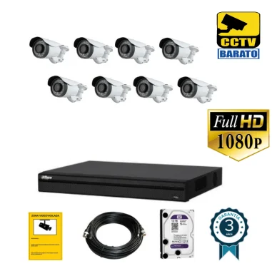 Kit de videovigilancia full hd 8 cámaras bullet...