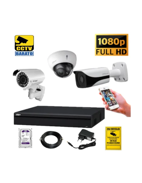 kit videovigilancia 2mpx configurable kit camaras seguridad completo sistema videovigilancia 2mpx