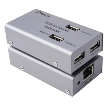 Extensor USB por LAN 50m RJ45 4 puertos plug play