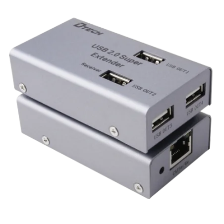 Extensor USB por LAN 50m RJ45 4 puertos plug play