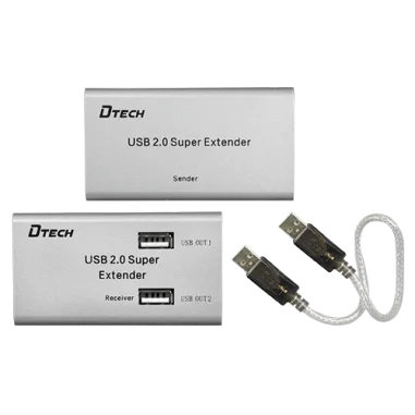 Extensor USB por LAN 50m RJ45 4 puertos plug play