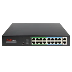 Switch PoE 16 puertos RJ45 + 2 uplink gigabit