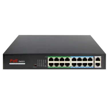 Switch PoE 16 puertos RJ45 + 2 uplink gigabit