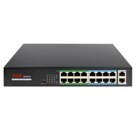 Switch PoE 16 puertos RJ45 + 2 uplink gigabit