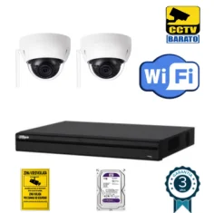 Kit de videovigilancia IP Wifi 2 cámaras domo 3Mpx...
