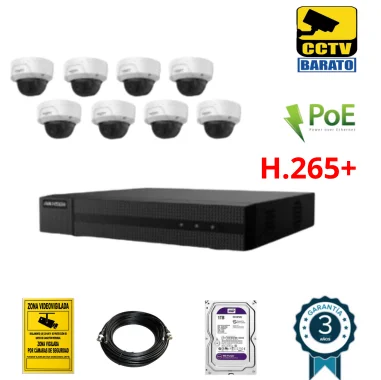 Kit de videovigilancia IP PoE, 8 cámaras domo...