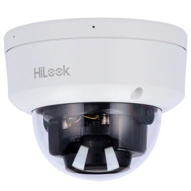 Cámara domo IP 4MP HiLook PoE varifocal audio...