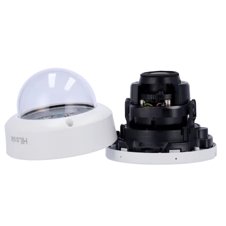 Cámara domo IP 4MP HiLook PoE varifocal audio IP67 IK08