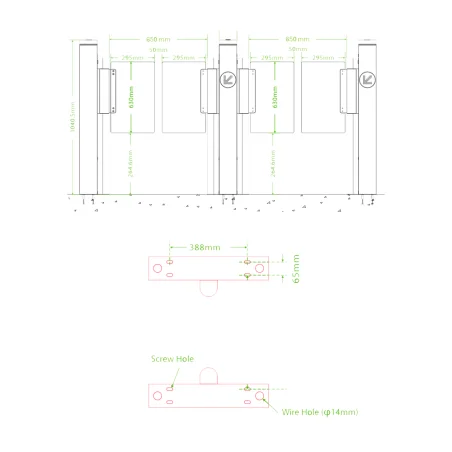 Torno de acceso bidireccional ZKTeco TS-MARS-S100-SS-600