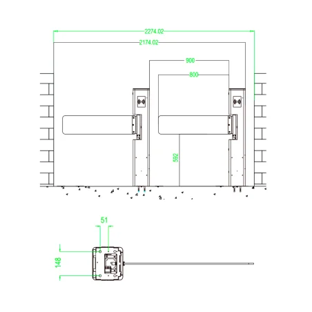 Torno de acceso bidireccional ZKTeco TS-SBT2000S-N-SS-800