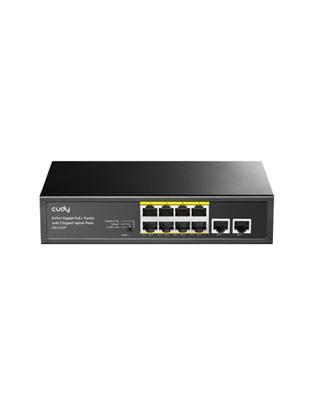 Switch PoE+ Gigabit 8 puertos Cudy profesional CCTV inteligente