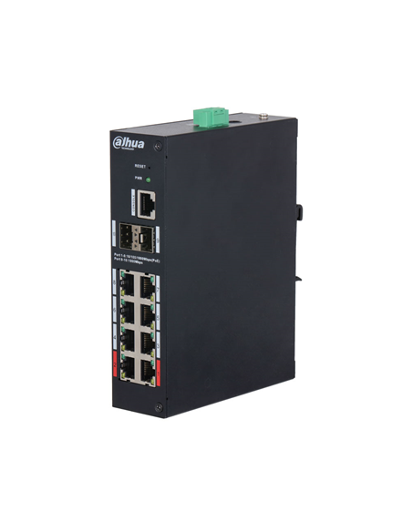 Switch PoE industrial 10 puertos Dahua L2 profesional inteligente