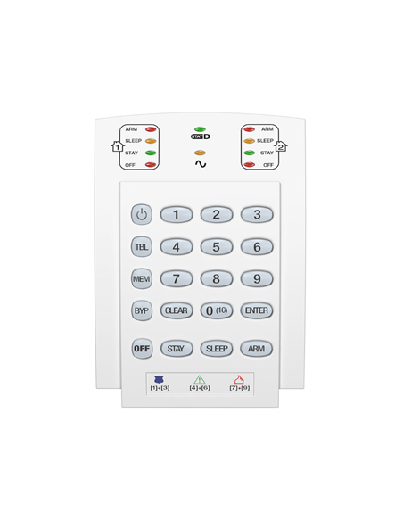 Teclado LED alarma seguridad Paradox 10 zonas con teclado control sistema
