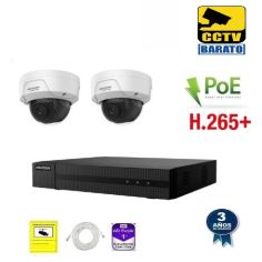 Kit de videovigilancia IP PoE Hikvision , 2 cámaras domo...