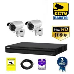 Kit de videovigilancia 1080P FULL HD 2 cámaras bullet...