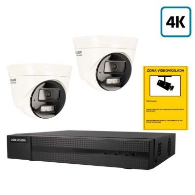 Kit 2 cámaras IP PoE Hikvision 8MP domo con NVR