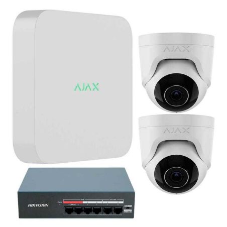 Kit Ajax 2 Cámaras Turret 5MP + NVR 8 Canales con Opción de HDD