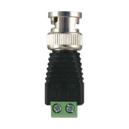 Conector BNC macho Salida +/ de 2 terminales para atornillar.