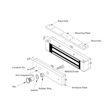 Ventosa electromágnetica Para puerta sencilla