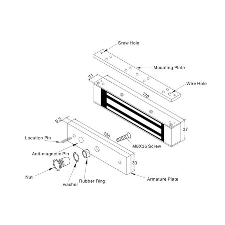 Ventosa electromágnetica Para puerta sencilla