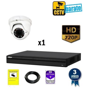 KIT DE VIDEOVIGILANCIA  HD 1 CÁMARA DOMO EXT/INT VARIFOCAL  MÁS GRABADOR DE 4 CANALES
