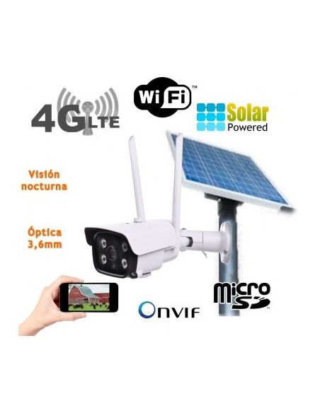 camara IP solar 3G 4G exterior placa solar bateria tarjeta SD