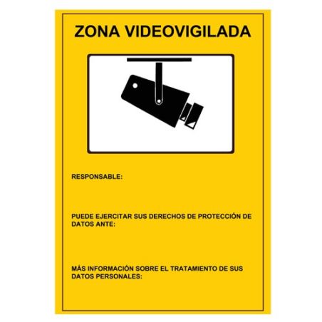Cartel de plástico Homologado Serigrafía Zona Videovigilada