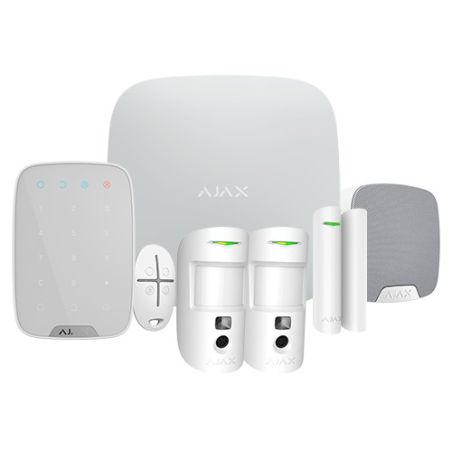 AJ-HUB2KIT-DP-PRO-W Kit de Alarma Ajax AJ-HUB2-W con 2 PIR con Cámara, Teclado y Sirena