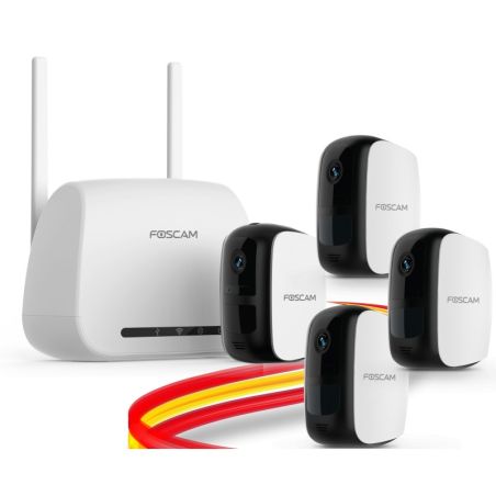 KIT BASE E1 FOSCAM CON 4 CÁMARA B1 CON BATERIAS